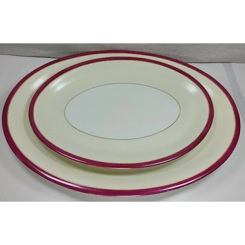 Vtg 1930's Victoria Ivory China Czechoslovakia Two Platters & Oven China Bowl